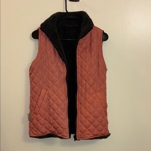 Reversible Quilted Vest in Rust and Black